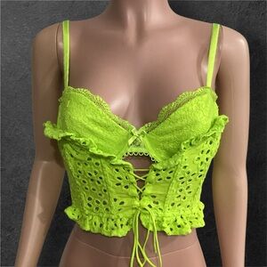 For Love & Lemons Sadie Corset Eyelet Top Size Large